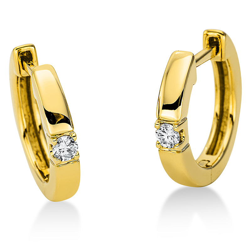 Creolen 18 kt GG. 2 Brillanten 0.10 ct. TW-si. H:13.7 mm. B:14.6 mm. S:2.5 mm