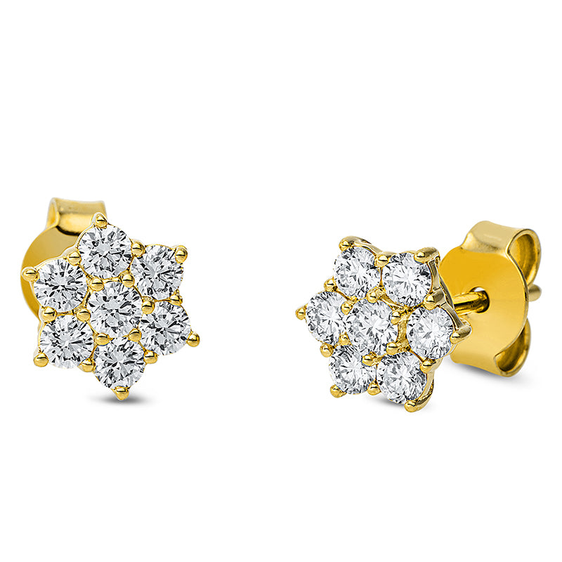 Ohrstecker 18 kt GG, 2 Brill. 0,12 ct, TW-si, 12 Brill. 0,58 ct, TW-si