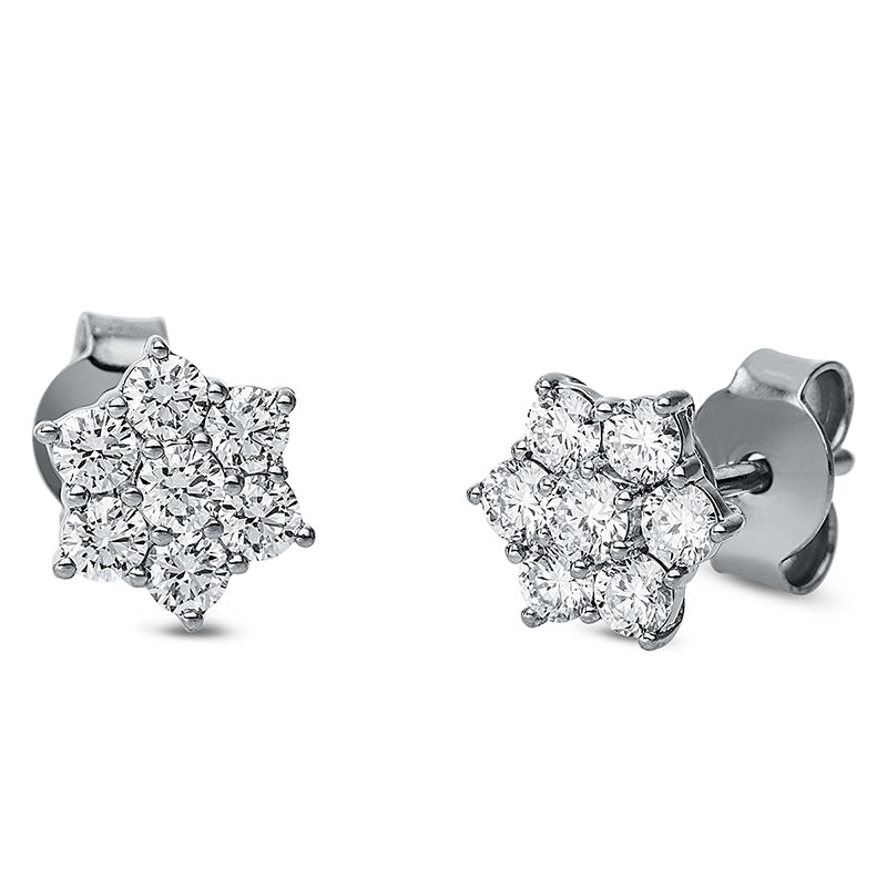 Ohrschmuck 18 kt WG, 12 Brill. 0,58 ct, TW-si, 2 Brill. 0,12 ct, TW-si