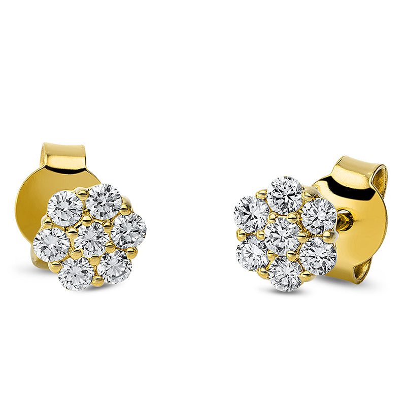 Ohrschmuck 18 kt GG, 14 Brill. 0,38 ct, TW-si