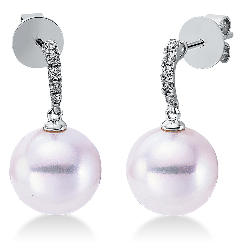 Ohrstecker 18 kt WG, 10 Brill. 0,14 ct, W-si, 2 SW weiß 11 mm