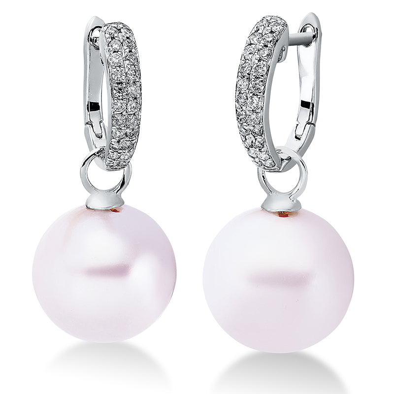 Creolen 18 kt WG, 44 Brill. 0,21 ct, W-si, 2 SW weiß 11 mm