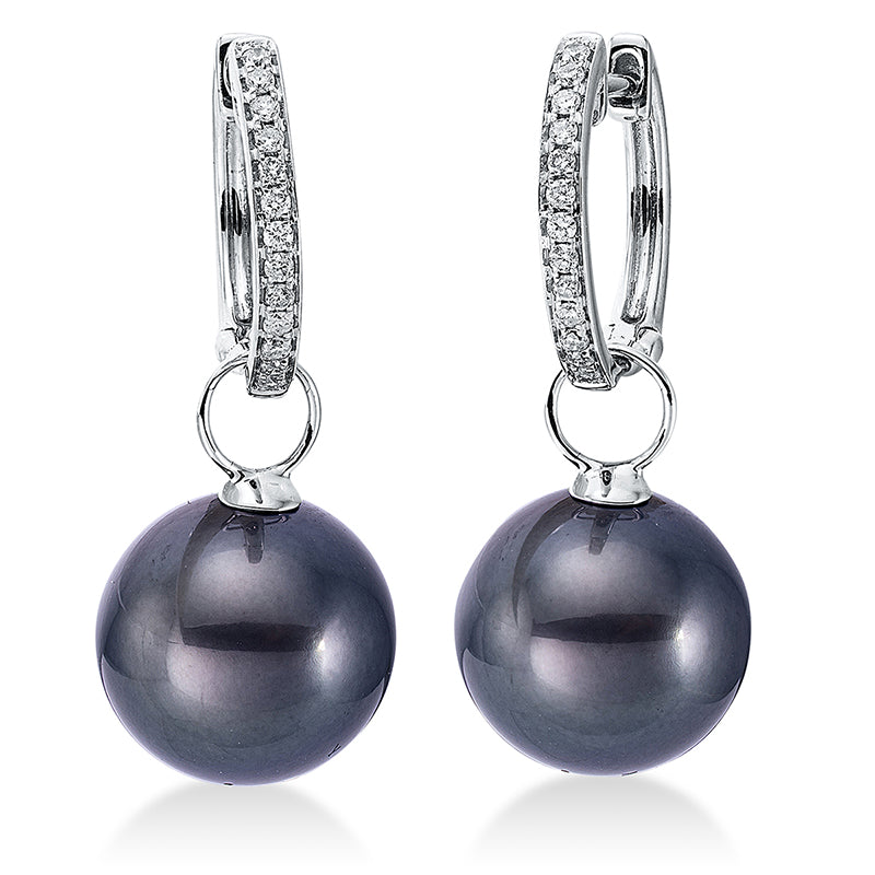 Creolen 18 kt WG, 26 Brill. 0,13 ct, W-si, 2 TA grün 10,5 mm