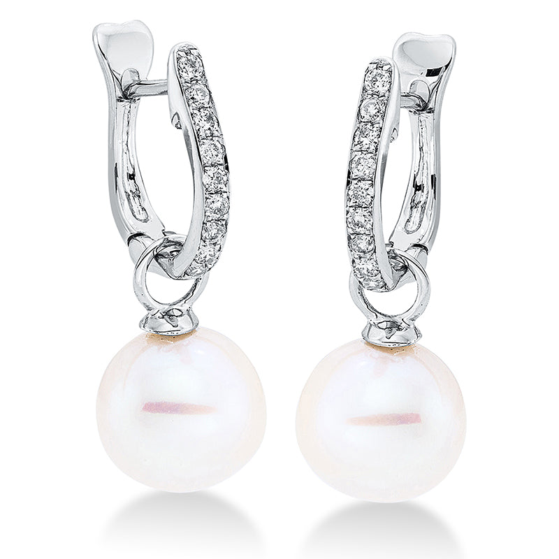 Creolen 18 kt WG, 18 Brill. 0,18 ct, W-si, 2 SW weiß 9 mm
