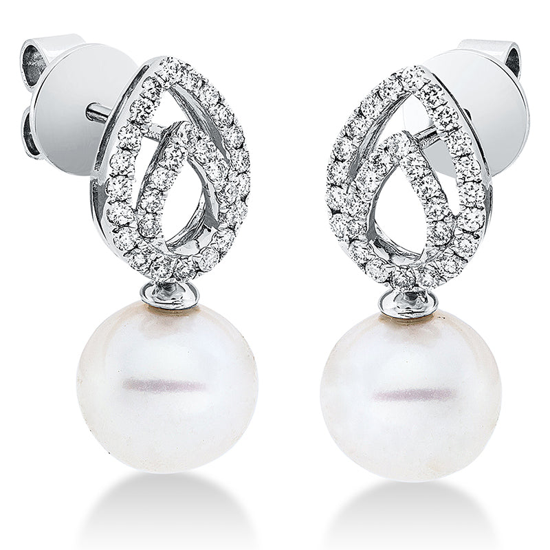 Ohrstecker 18 kt WG, 58 Brill. 0,40 ct, W-si, 2 SW weiß 9 mm