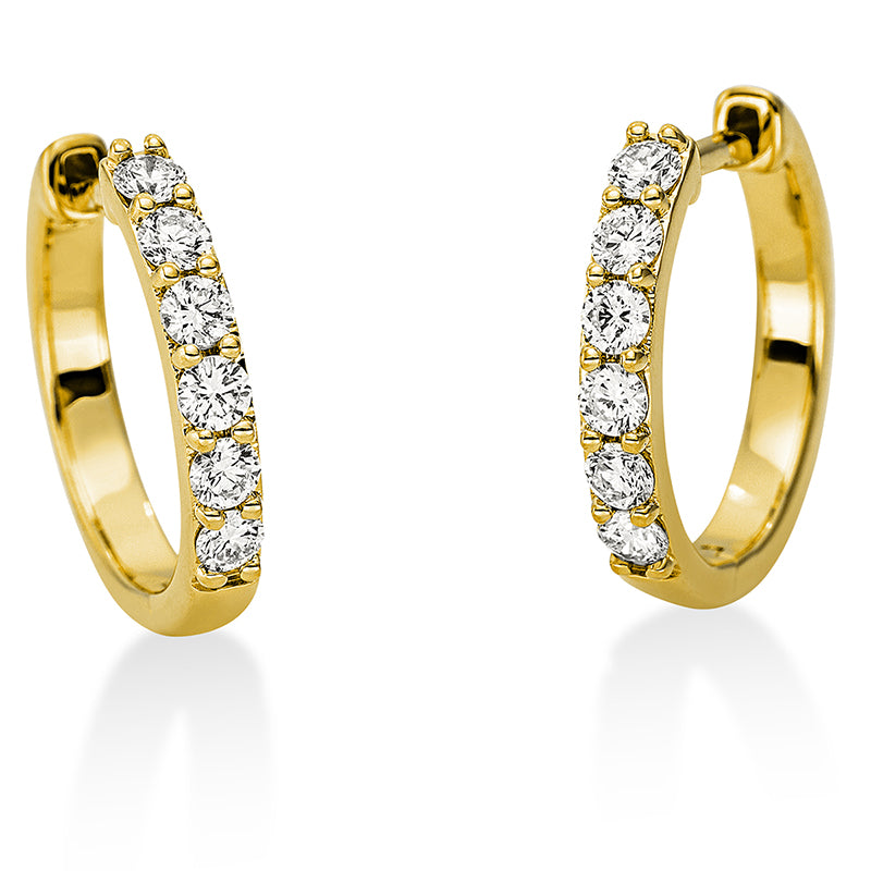 Creolen 18 kt GG, 12 Brill. 0,37 ct, TW-si
