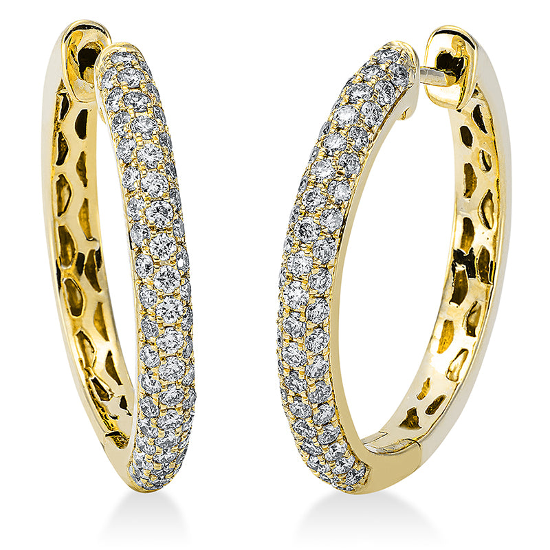 Creolen 18 kt GG, 38 Brill. 0,26 ct, TW-si, 72 Brill. 0,46 ct, TW-si