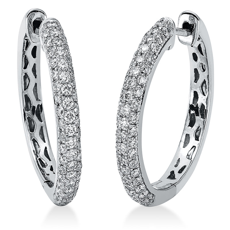 Creolen 18 kt WG, 38 Brill. 0,26 ct, TW-si, 72 Brill. 0,45 ct, TW-si