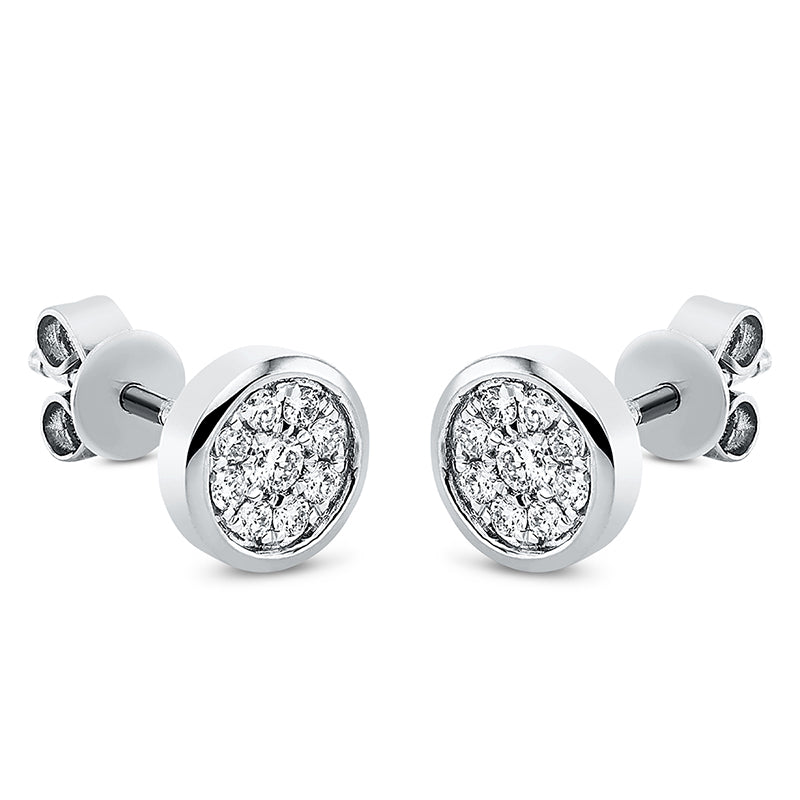 Ohrstecker 18 kt WG, 2 Brill. 0,06 ct, TW-si, 16 Brill. 0,14 ct, TW-si