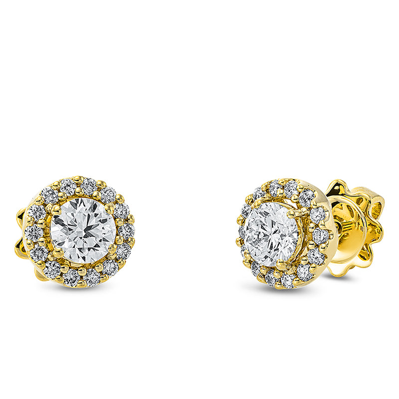 Ohrstecker 18 kt GG. 2 Brillanten 0.68 ct. TW-si. 28 Brillanten 0.23 ct. TW-si