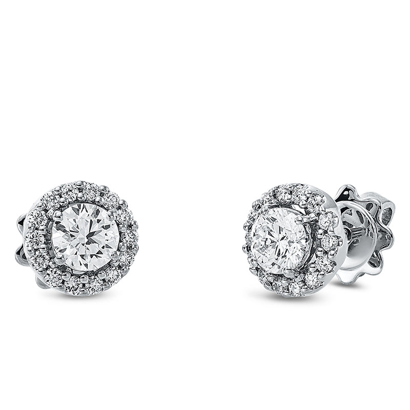 Ohrstecker 18 kt WG. 2 Brillanten 0.68 ct. TW-si. 28 Brillanten 0.23 ct. TW-si