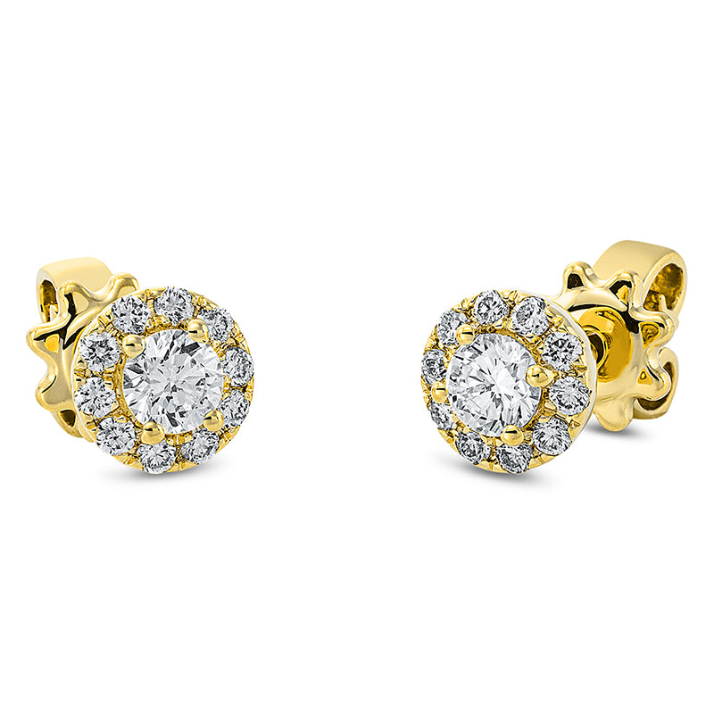 Ohrstecker 18 kt GG. 2 Brillanten 0.22 ct. TW-si. 20 Brillanten 0.14 ct. TW-si