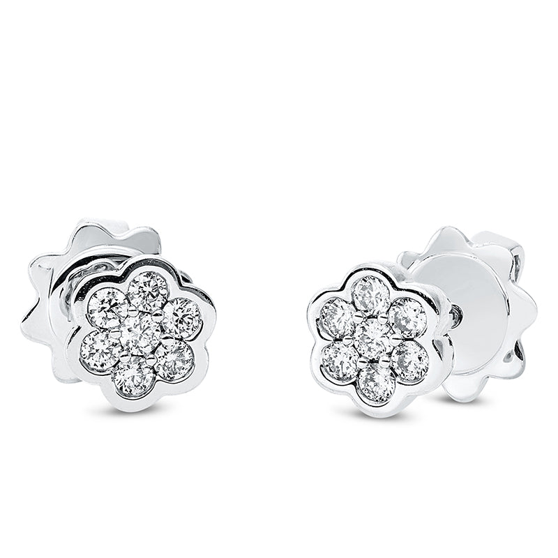 Ohrstecker 18 kt WG, 2 Brill. 0,04 ct, TW-si, 12 Brill. 0,20 ct, TW-si