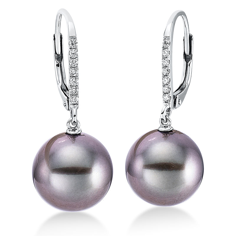 Creolen 18 kt WG, 14 Brill. 0,09 ct, TW-si2, 2 TA grün 10,5 mm