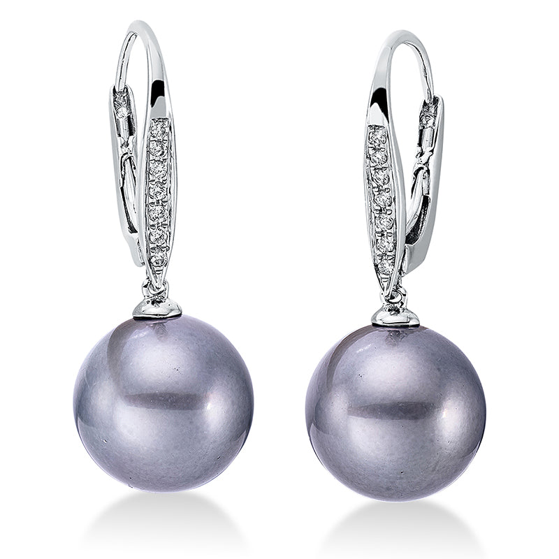 Creolen 18 kt WG, 14 Brill. 0,07 ct, W-si, 2 TA grün 10,5 mm