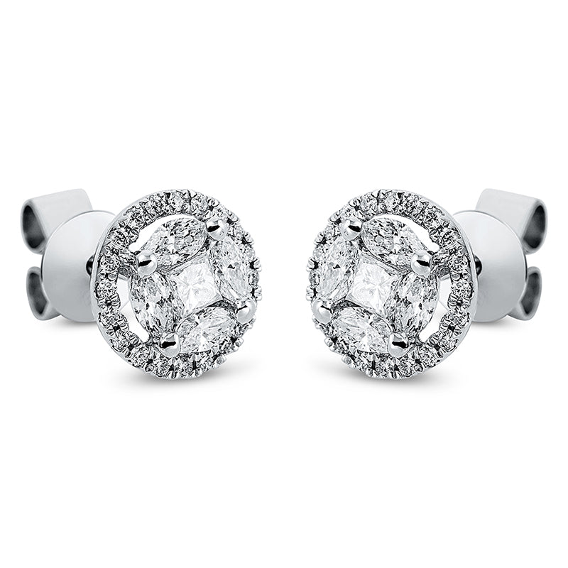 Ohrstecker 18 kt WG, 8 Nav. 0,46 ct, TW-si, 2 Princ. 0,13 ct, TW-si, 40 Brill. 0,16 ct, TW-si
