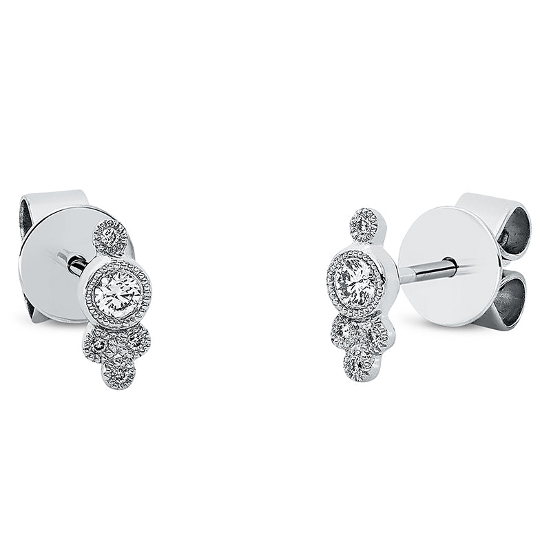 Ohrstecker 18 kt WG, 2 Brill. 0,08 ct, TW-si, 8 Brill. 0,02 ct, TW-si