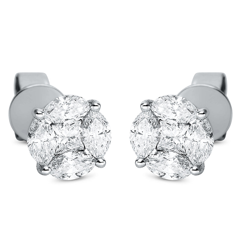 Ohrstecker 18 kt WG. 2 Princ. 0.17 ct. TW-vsi/si. 8 Navette 0.66 ct. TW-vsi/si