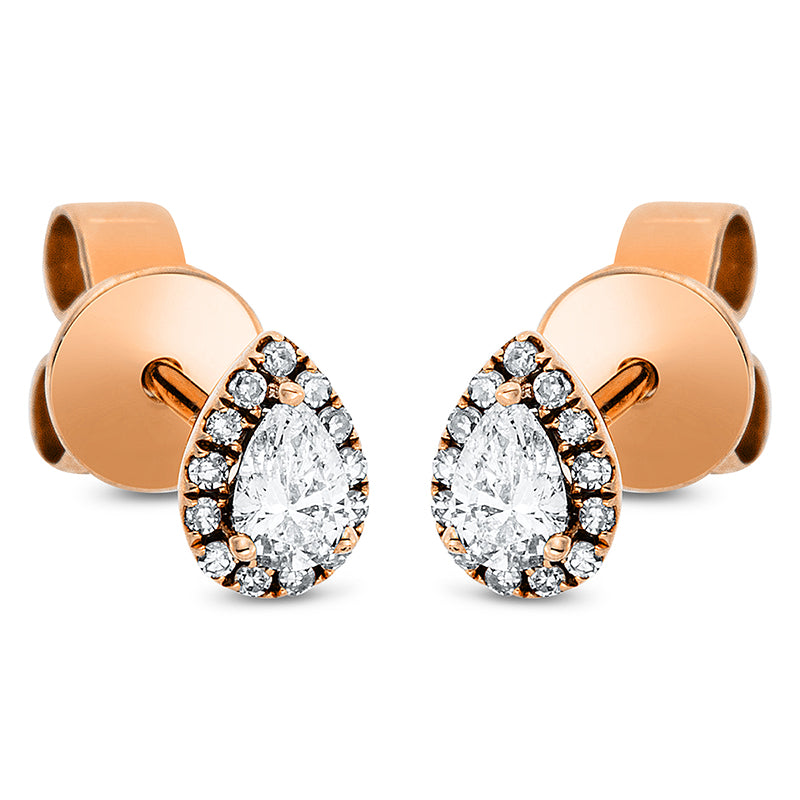 Ohrstecker 18 kt RG. 26 Diamanten 0.07 ct. W-si. 2 Tropfen 0.18 ct. TW-vsi/si