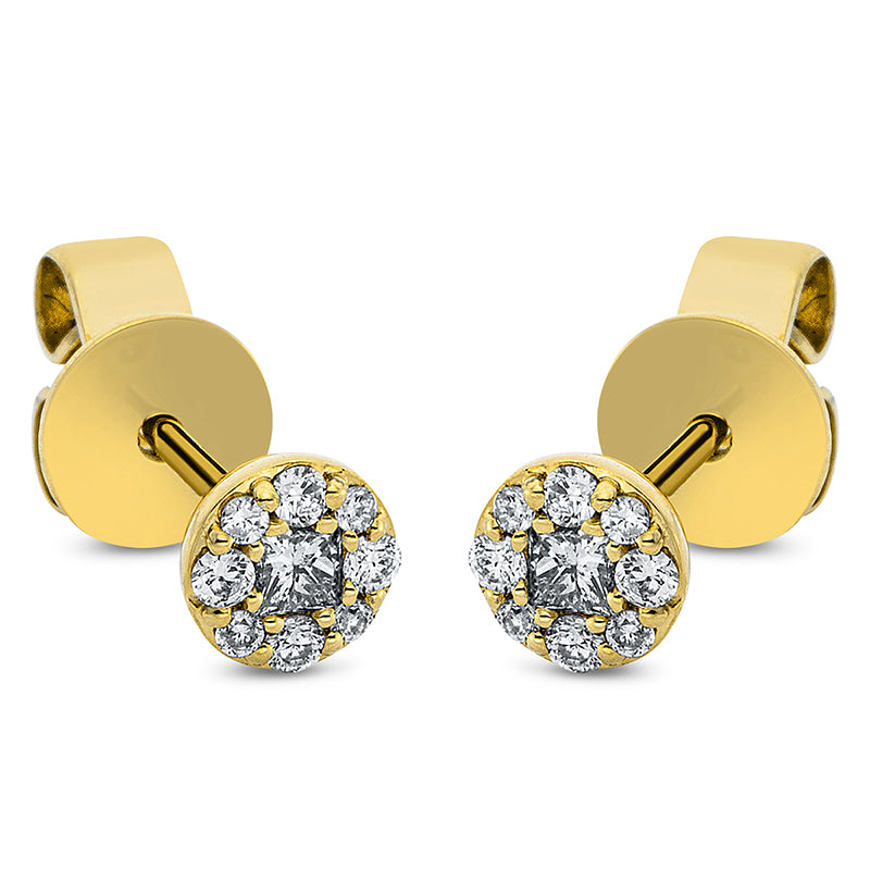 Ohrstecker 18 kt GG. 8 Brillanten 0.07 ct. TW-pi. 2 Princ. 0.08 ct. TW-si. 8 Brillanten 0.03 ct. TW-pi