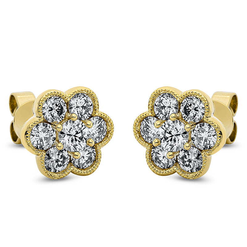 Ohrstecker 18 kt GG. 2 Brillanten 0.34 ct. TW-si. 12 Brillanten 1.25 ct. TW-si