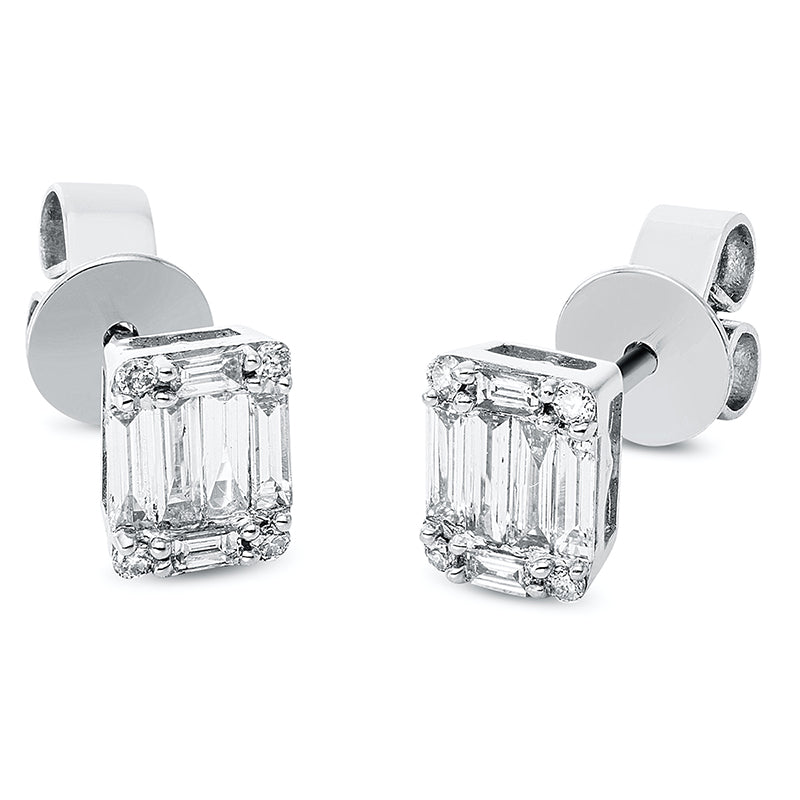 Ohrstecker 18 kt WG. 12 Baguette 0.29 ct. TW-vsi/si. 8 Brillanten 0.04 ct. TW-si