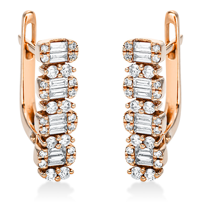 Creolen 18 kt RG. 48 Baguette 13.00 ct. TW-si. 16 Brillanten 0.65 ct. TW-si