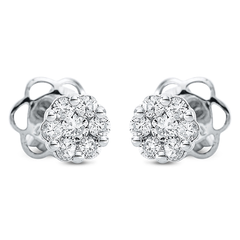 Ohrstecker 18 kt WG, 12 Brill. 0,28 ct, TW-si, 2 Brill. 0,10 ct, TW-si
