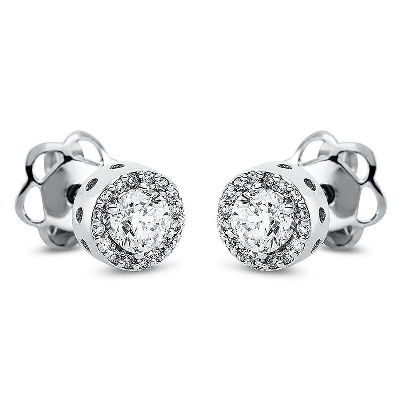 Ohrstecker 18 kt WG, 2 Brill. 0,47 ct, TW-si, 32 Brill. 0,09 ct, TW-si
