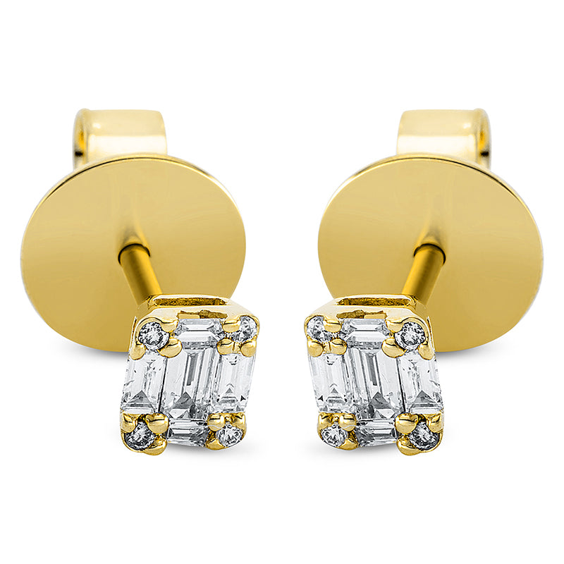 Ohrstecker 18 kt GG, 10 Bag. 0,18 ct, TW-si, 8 Brill. 0,03 ct, TW-si