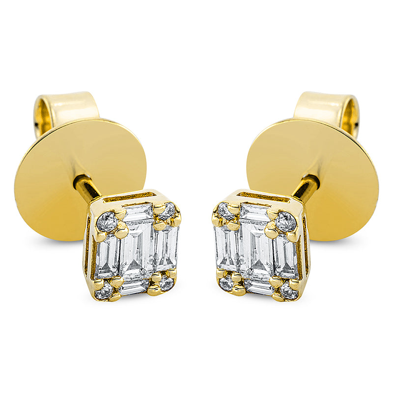 Ohrstecker 18 kt GG, 10 Bag. 0,27 ct, TW-si, 8 Brill. 0,03 ct, TW-si