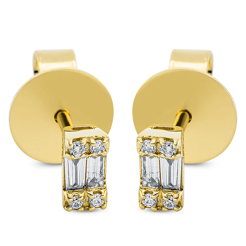 Ohrstecker 18 kt GG, 4 Bag. 0,12 ct, TW-si, 8 Brill. 0,04 ct, TW-si