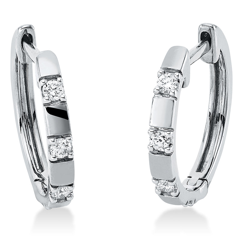 Creolen 18 kt WG. 8 Brillanten 0.11 ct. TW-si. H:13.1 mm. B:14.1 mm. S:1.7 mm