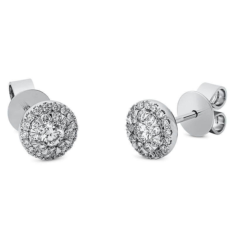 Ohrstecker 18 kt WG. 2 Brillanten 0.20 ct. TW-si. 52 Brillanten 0.26 ct. TW-si. S:3.2 mm. Ø:6.9 mm