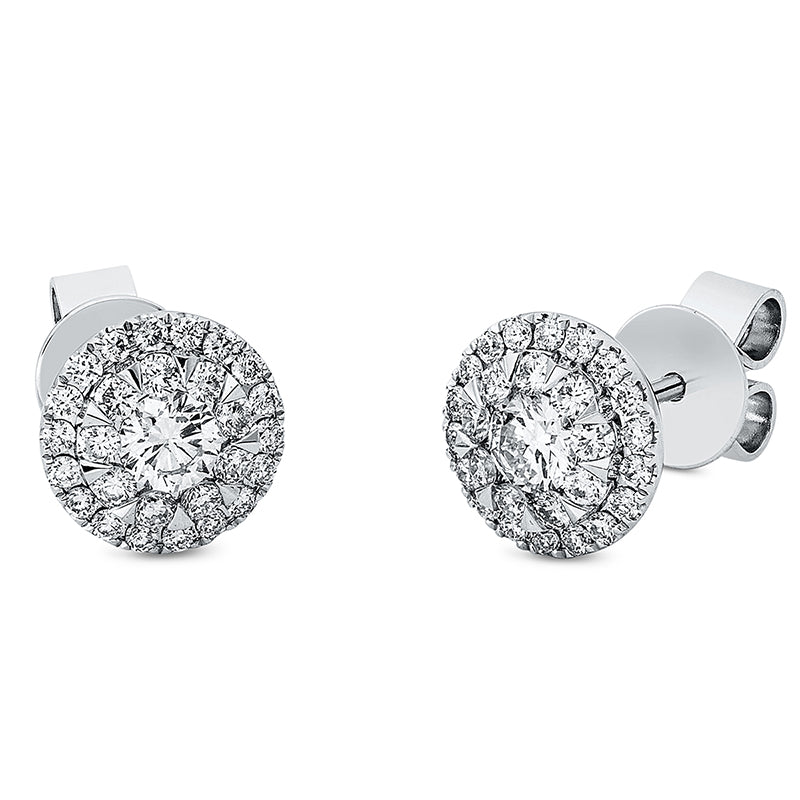 Ohrstecker 18 kt WG. 18 Brillanten 0.22 ct. TW-si. 2 Brillanten 0.28 ct. TW-si. 36 Brillanten 0.20 ct. TW-si. S:3.0 mm. Ø:7.9 mm