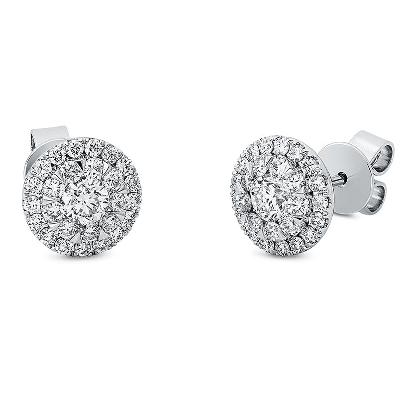 Ohrstecker 18 kt WG, 2 Brill. 0,39 ct, TW-si, 52 Brill. 0,62 ct, TW-si