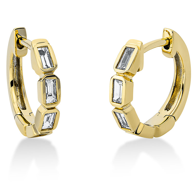 Creolen 18 kt GG, 8 Bag. 0,29 ct, TW-si