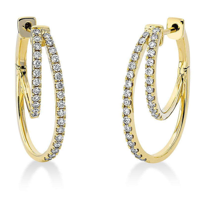 Creolen 18 kt GG, 60 Brill. 0,52 ct, TW-si