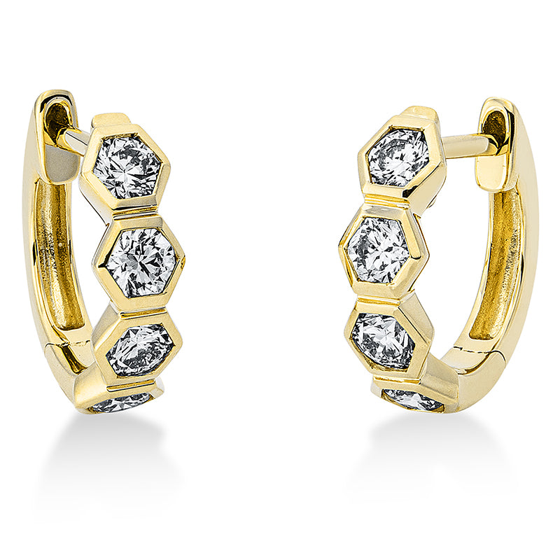 Creolen 18 kt GG, 8 Brill. 0,66 ct, TW-si