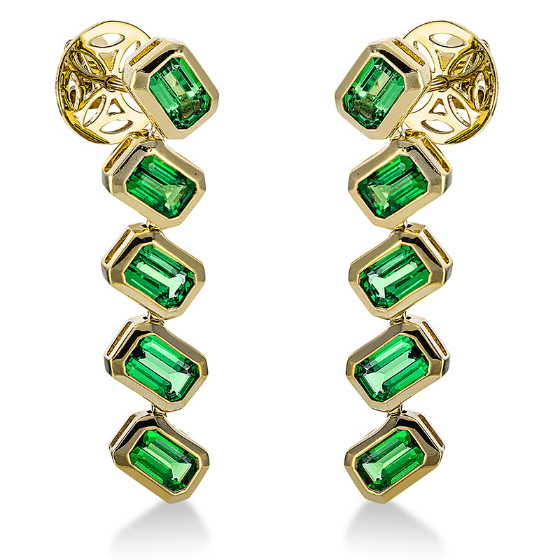 Ohrstecker 18 kt GG, 10 Granat 3,06 ct grün