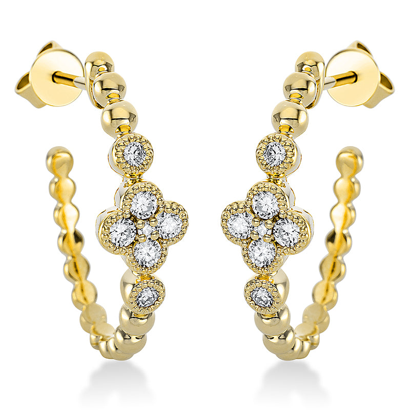 Creolen 18 kt GG, 12 Brill. 0,38 ct, TW-si, 2 Brill. 0,01 ct, TW-si
