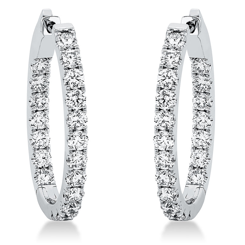 Creolen 18 kt WG. 24 Brillanten 1.32 ct. TW-si. 14 Brillanten 0.67 ct. TW-si. H:24.5 mm. B:18.4 mm. S:2.3 mm