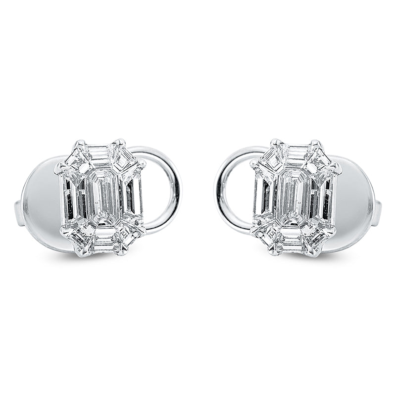 Ohrstecker 18 kt WG. 18 Sm.schliff 0.90 ct. D-vvs/vs. H:8.4 mm. B:6.5 mm. S:2.8 mm