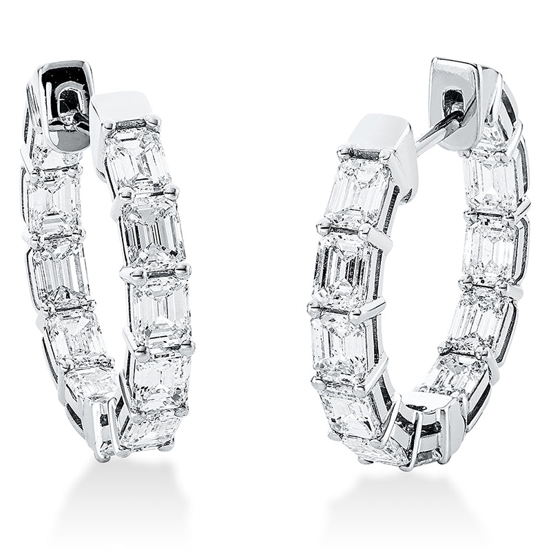Creolen 18 kt WG, 22 Sm.schliff 5,14 ct, F-vsi