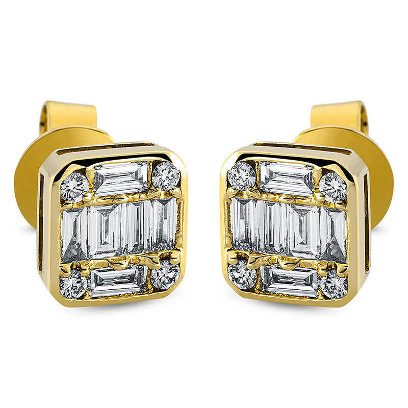 Ohrstecker 18 kt GG. 12 Baguette 0.60 ct. TW-vsi. 8 Brillanten 0.14 ct. TW-vsi/si