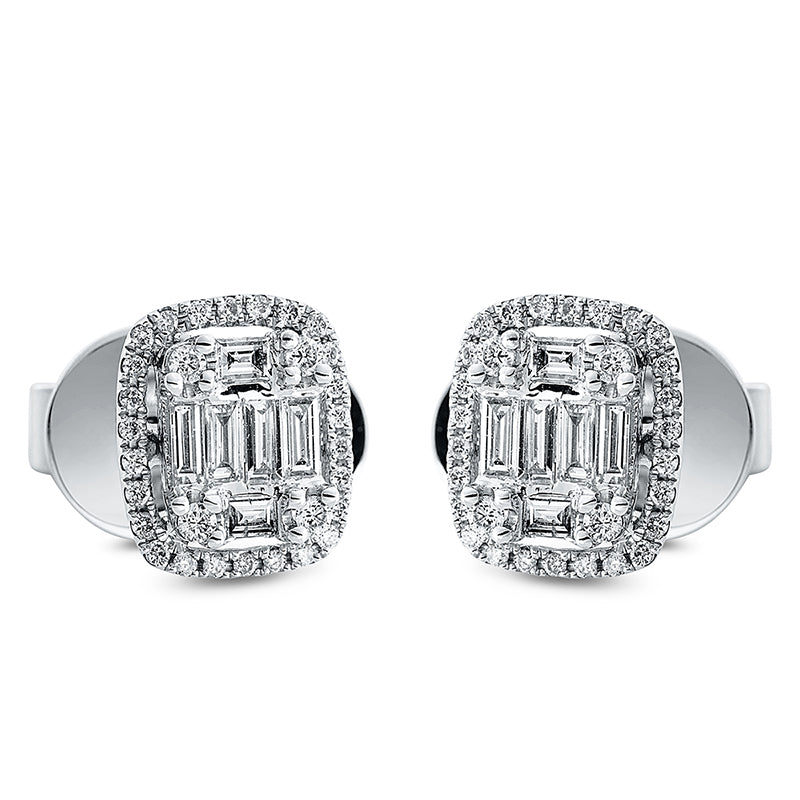 Ohrstecker 18 kt WG. 12 Baguette 0.39 ct. TW-vsi. 60 Brillanten 0.23 ct. TW-si
