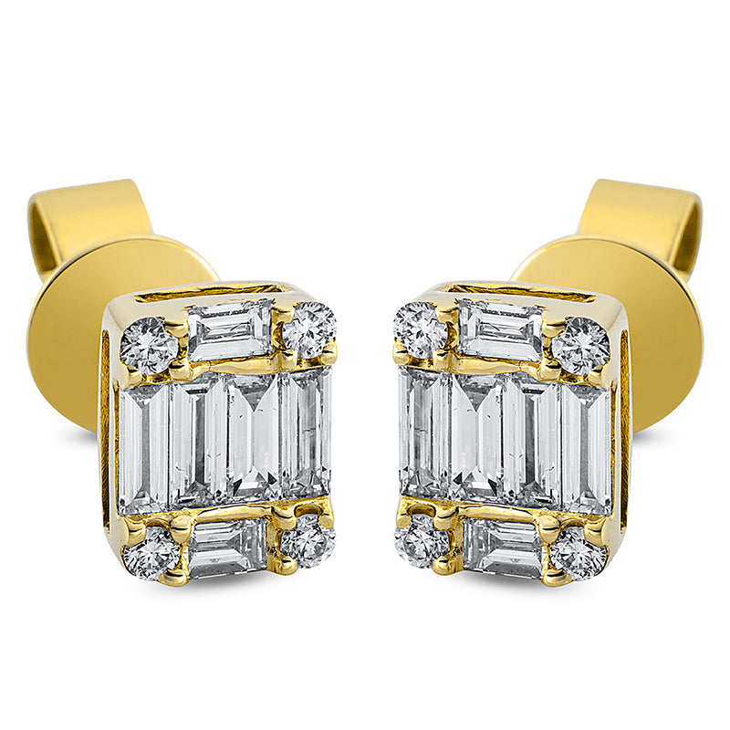 Ohrstecker 18 kt GG. 12 Baguette 0.45 ct. TW-vsi. 8 Brillanten 0.10 ct. TW-vsi/si