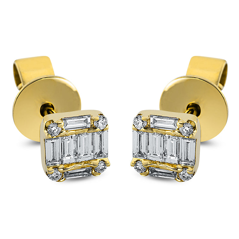 Ohrstecker 18 kt GG. 12 Baguette 0.24 ct. TW-vsi. 8 Brillanten 0.04 ct. TW-vsi/si