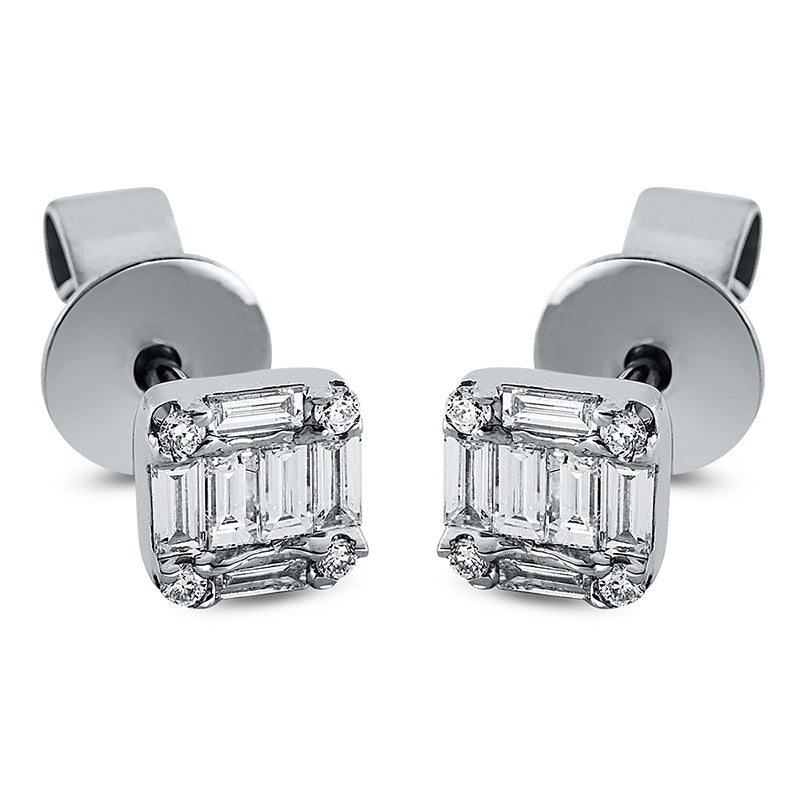 Ohrstecker 18 kt WG. 12 Baguette 0.21 ct. TW-vsi. 8 Brillanten 0.04 ct. TW-vsi/si