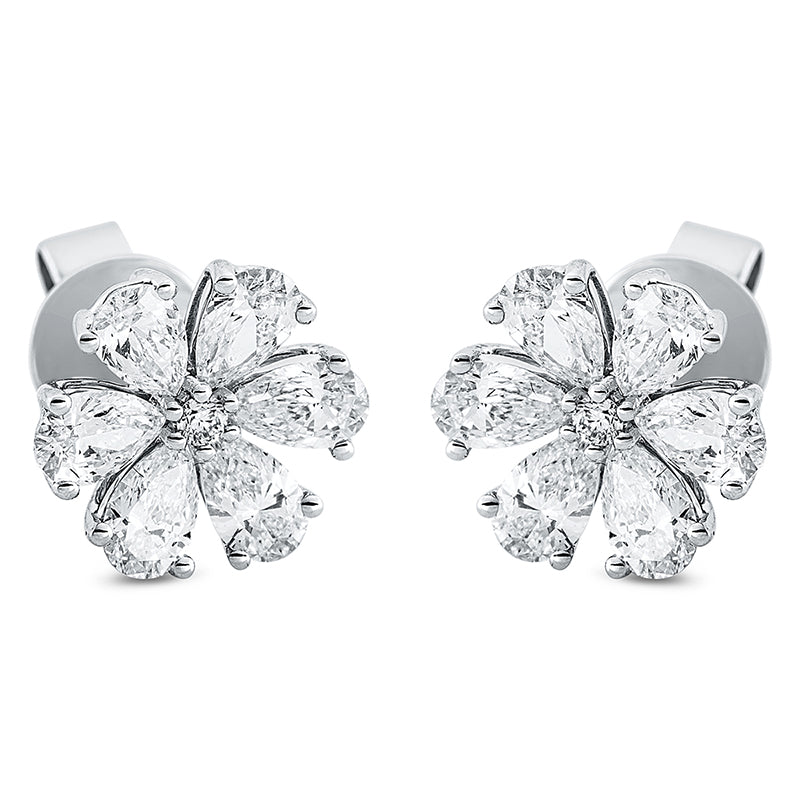 Ohrstecker 18 kt WG. 12 Tropfen 2.00 ct. TW-vsi. 2 Brillanten 0.05 ct. TW-vsi/si. S:3.0 mm. Ø:10.2 mm